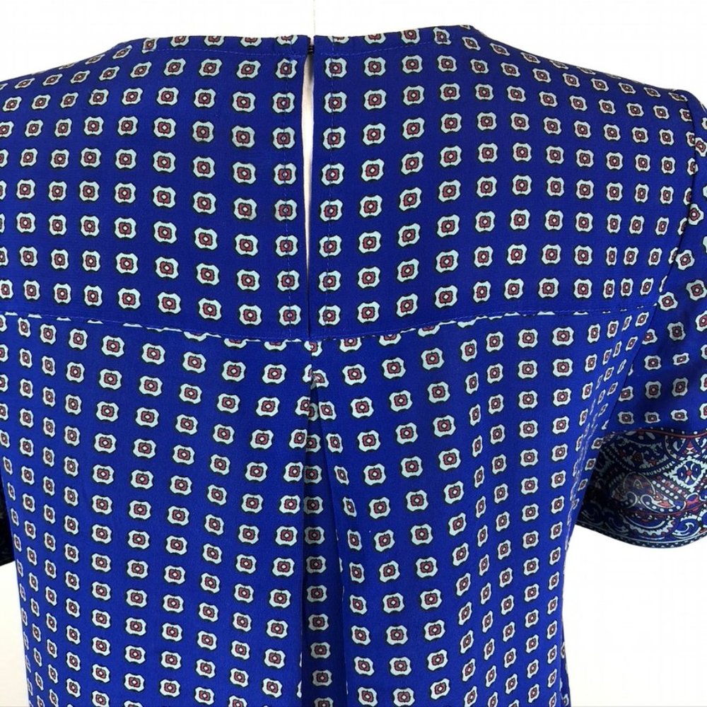 Madewell Short Sleeve Ascot Grid Blouse - Picture 4 of 8